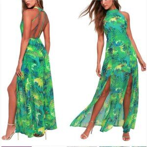 Lulus Tropic of Discussion Green Floral Print Maxi Dress